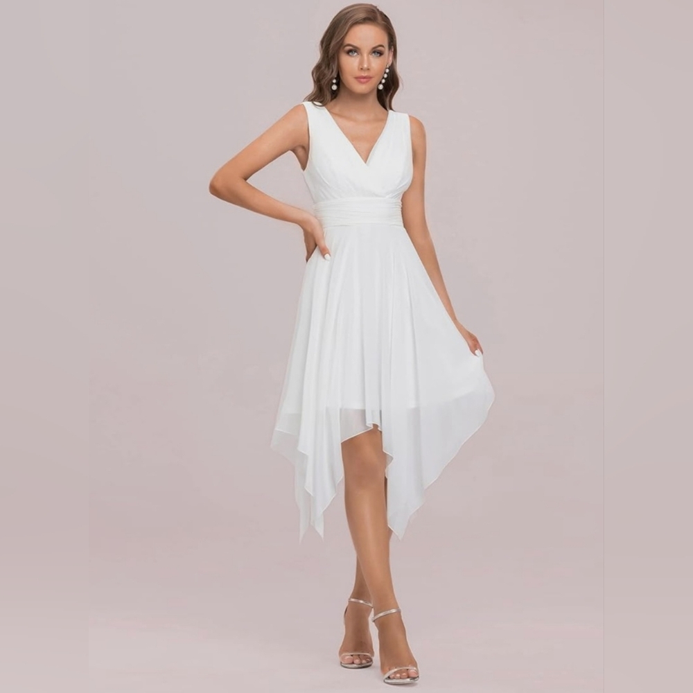 Ever Pretty Chiffon White Dress Size 14